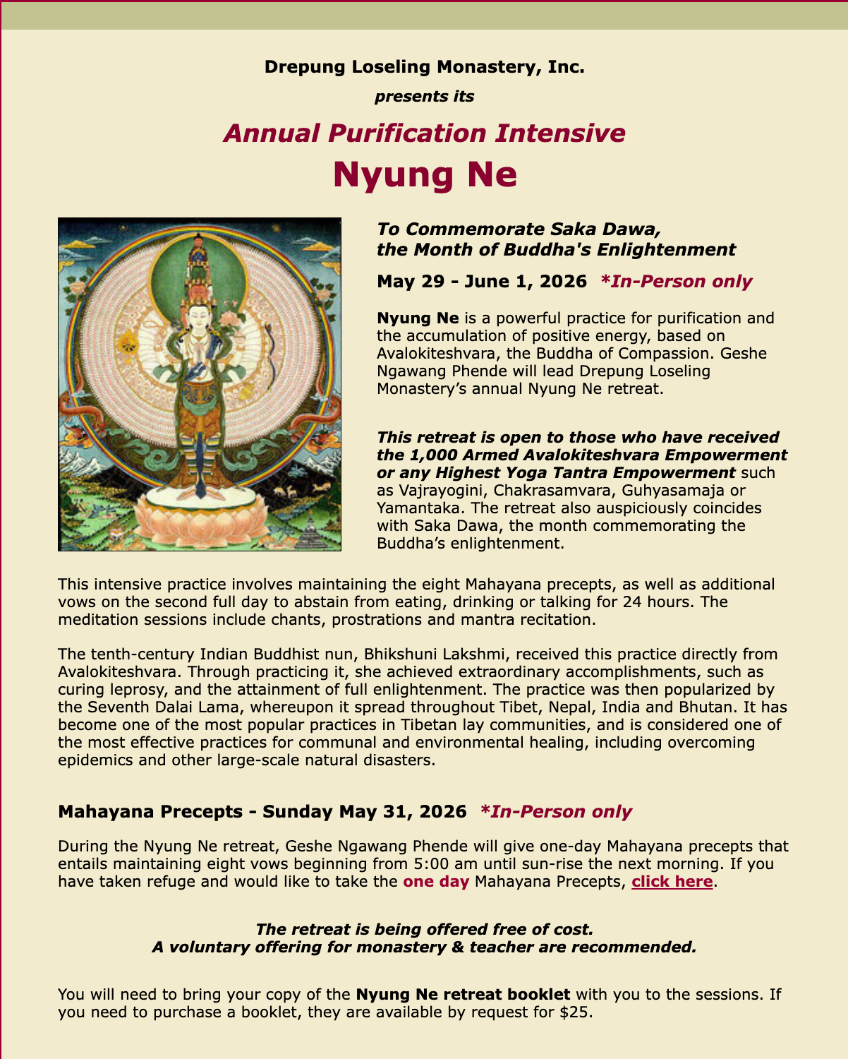 Annual Purification Intensive Nyung Ne