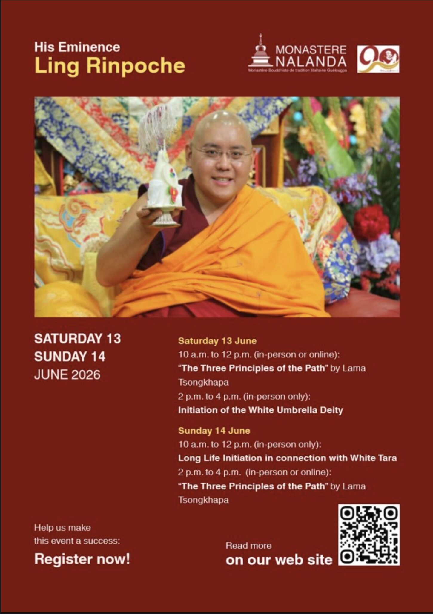 His Eminence Ling Rinpoche teaching event poster