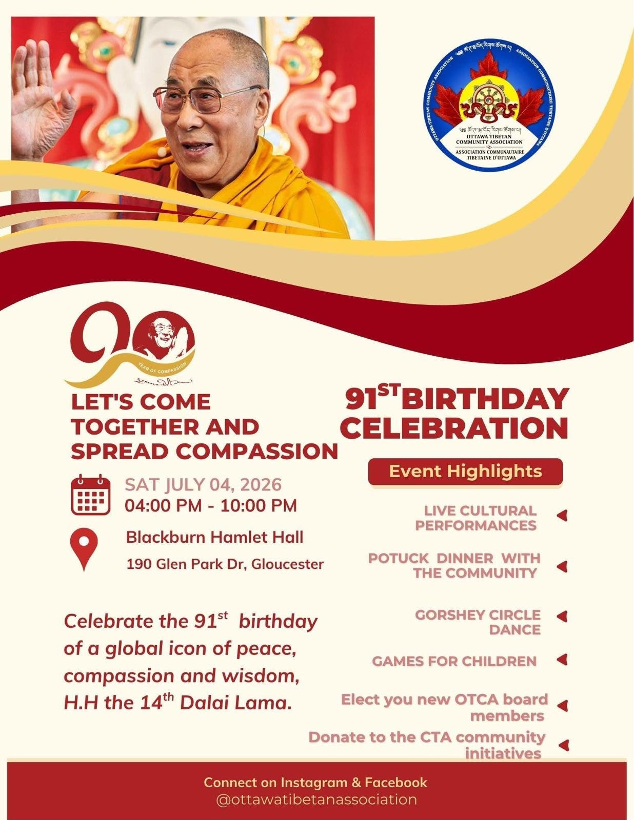 Celebration of H.H. the Dalai Lama's 91st Birthday.