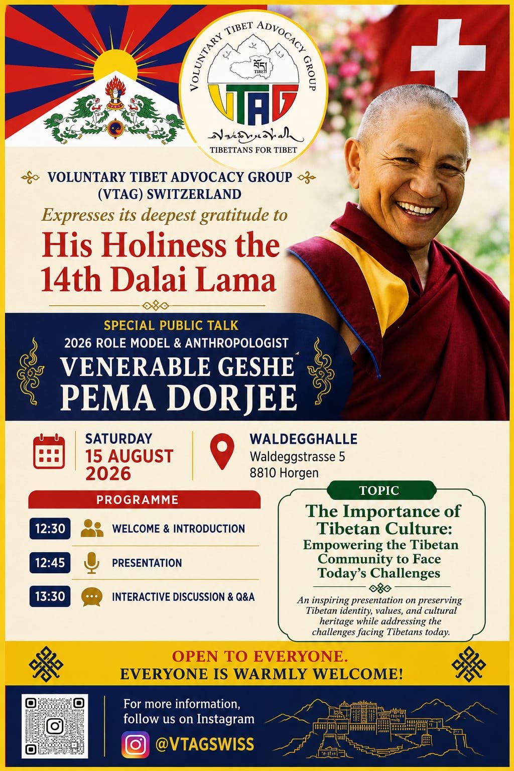 Poster: VOLUNTARY TIBET ADVOCACY GROUP • (VTAG) SWITZERLAND