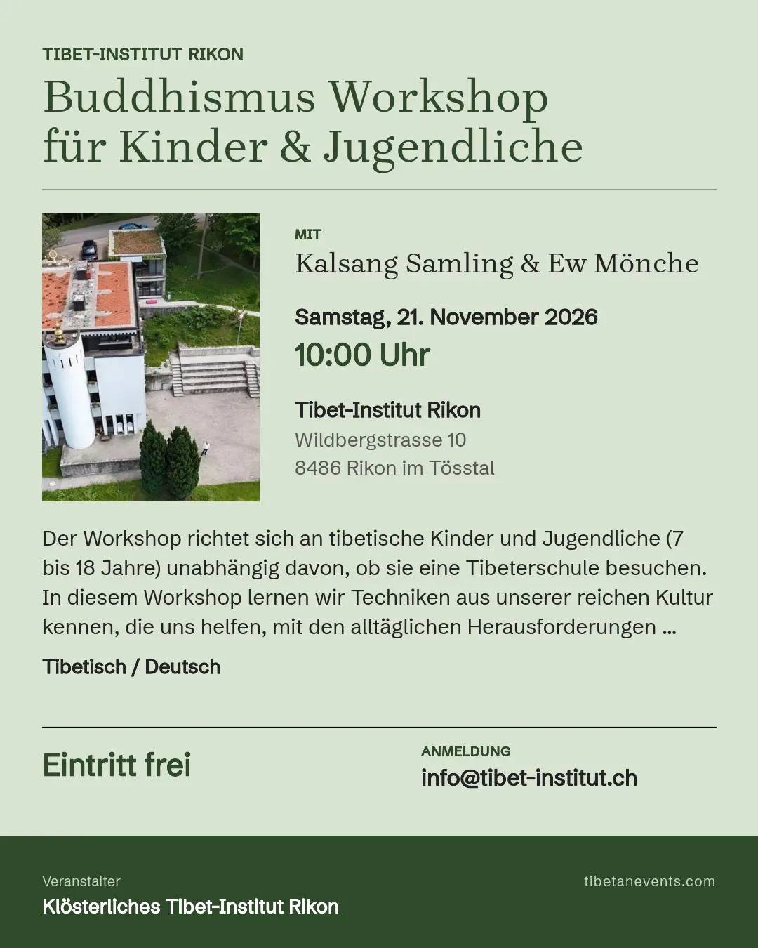Poster: Buddhismus Workshop für Kinder & Jugendliche