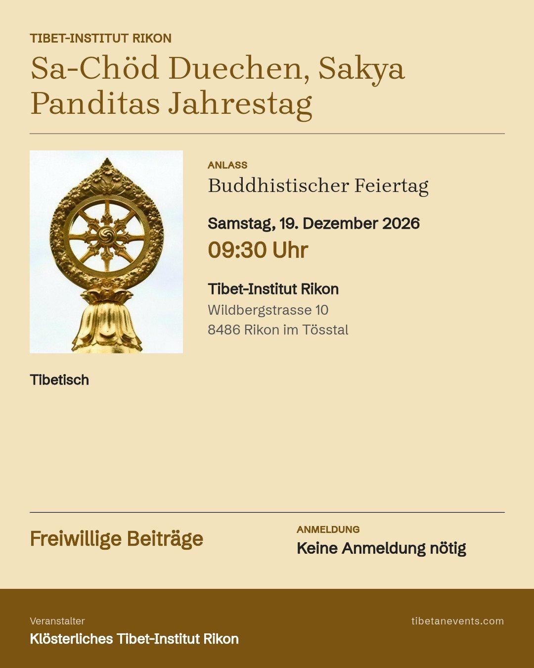Poster: Sa-Chöd Duechen, Sakya Panditas Jahrestag