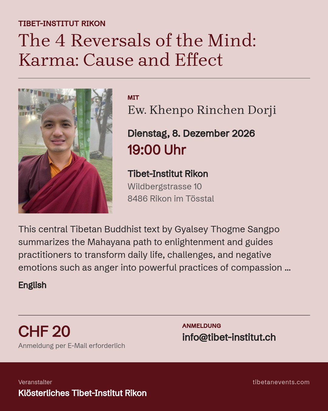 Poster: The 4 Reversals of the Mind – Karma: Cause and Effect