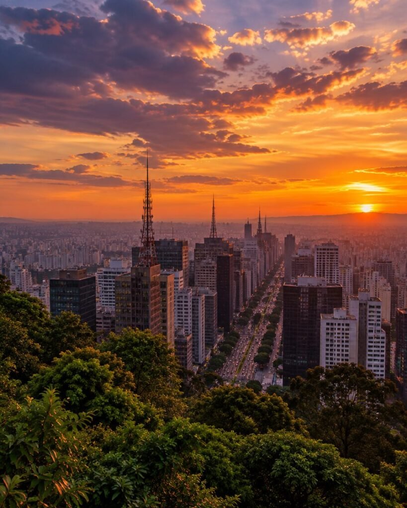 São Paulo skyline at golden hour