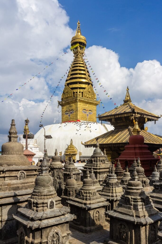 The Swayambhunath stupa above the Kathmandu Valley, Nepal