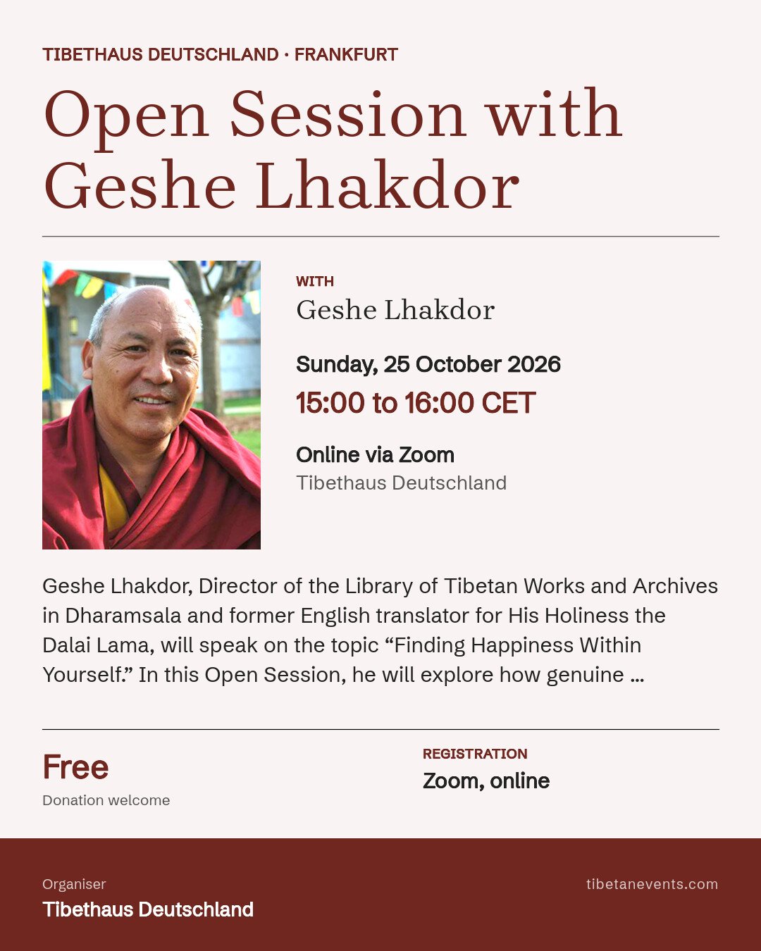 Poster: Open Session with Geshe Lhakdor